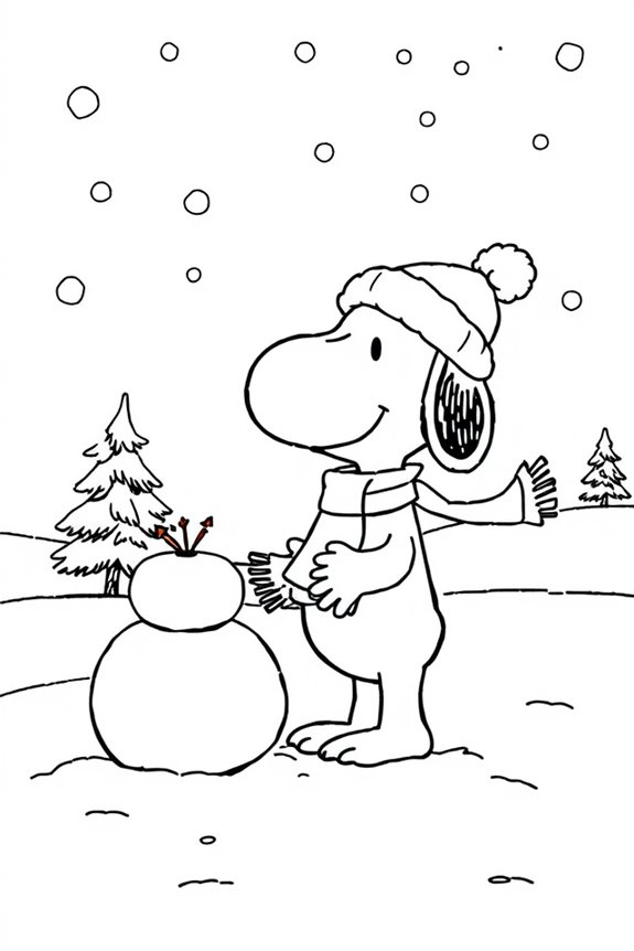 Snoopy Winter Ausmalbild
