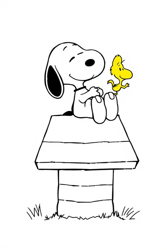 Snoopy Woodstock Freundschaft Ausmalbild