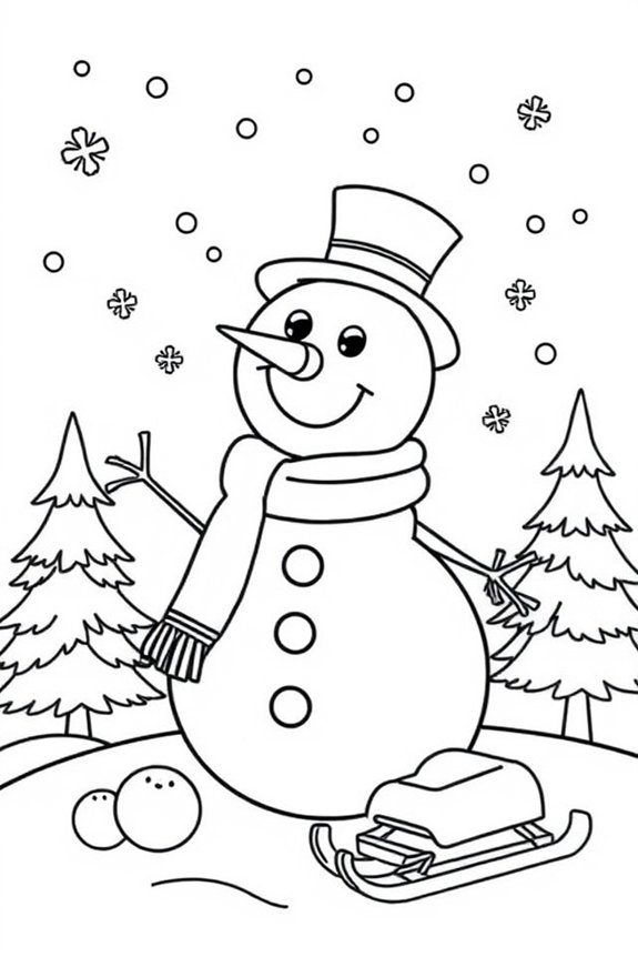 Schneemann Abenteuer Ausmalbild