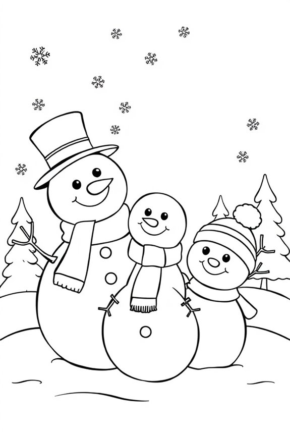 Schneemann-Familie Ausmalbild