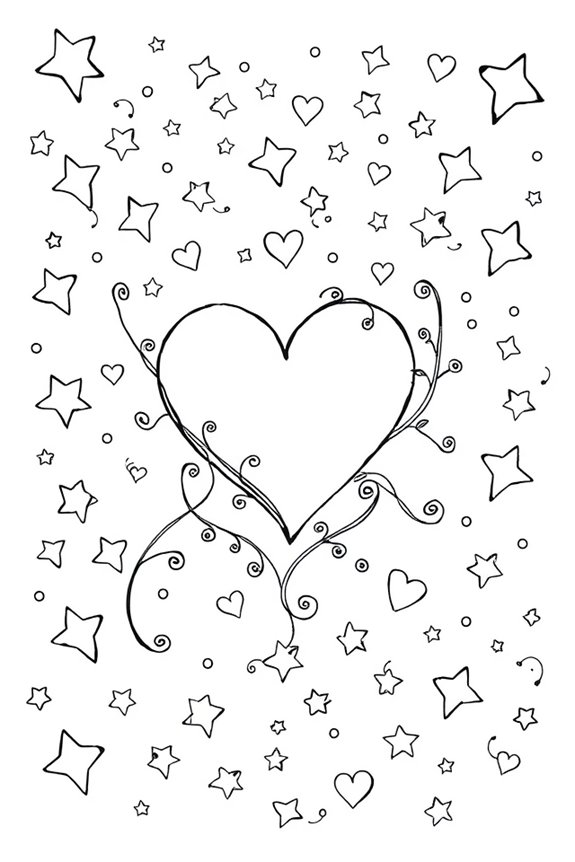 funkelnder Stern Liebe Ausmalen