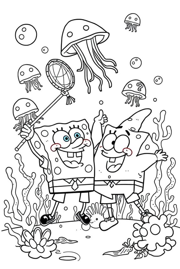 Spongebob Quallenfischen Ausmalbild