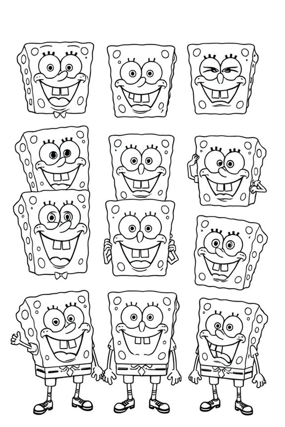 SpongeBob einfache Ausdrucks-Ausmalung