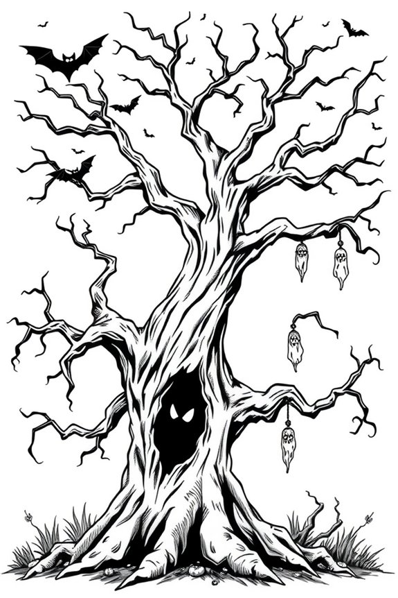 gruselige Baum Ausmalbild