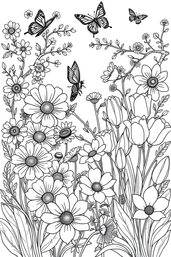 Ausmalbild Frühjahrsblumen