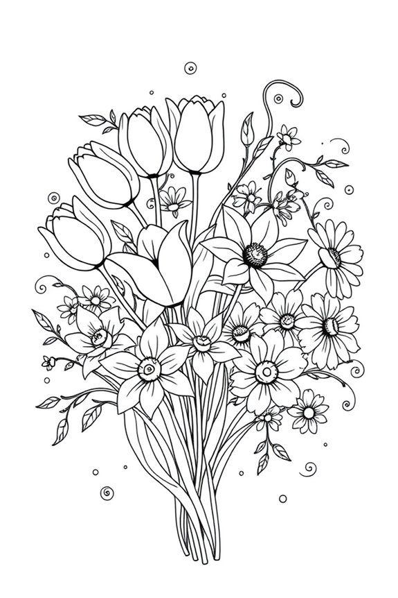 Frühjahrsblumen Ausmalbild