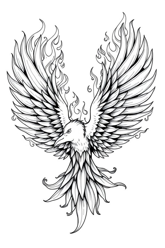 stilisiertes Vogel-Flammen-Flügel