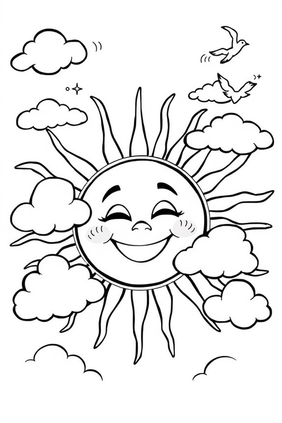 Sonne und Wolken Ausmalbild