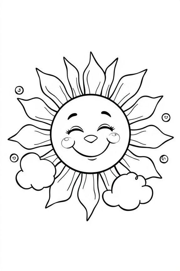 Sonne und Wolken Ausmalbild