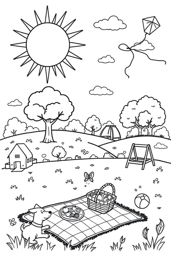 sonniger Park Ausmalbild