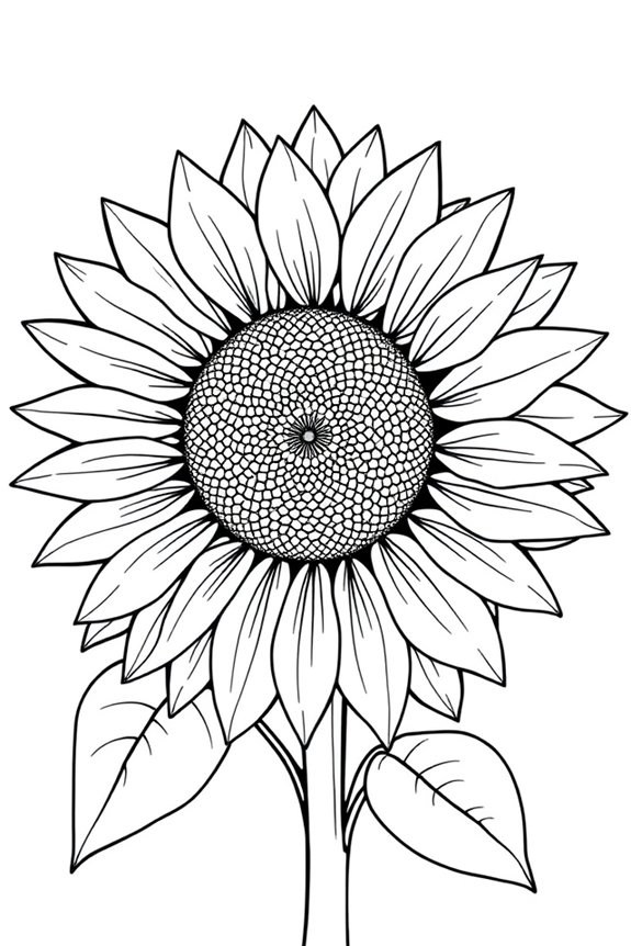 sonnige Sonnenblume Ausmalbild