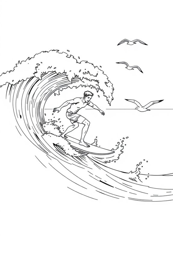 Surfer Wellen Ausmalvorlage