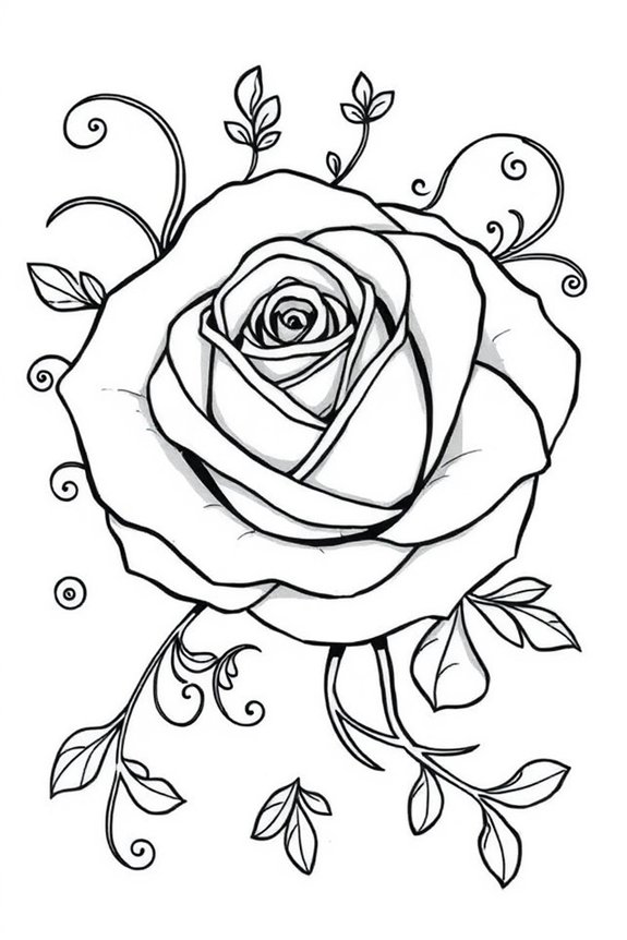 Wirbelige Rosen Ausmalvorlage