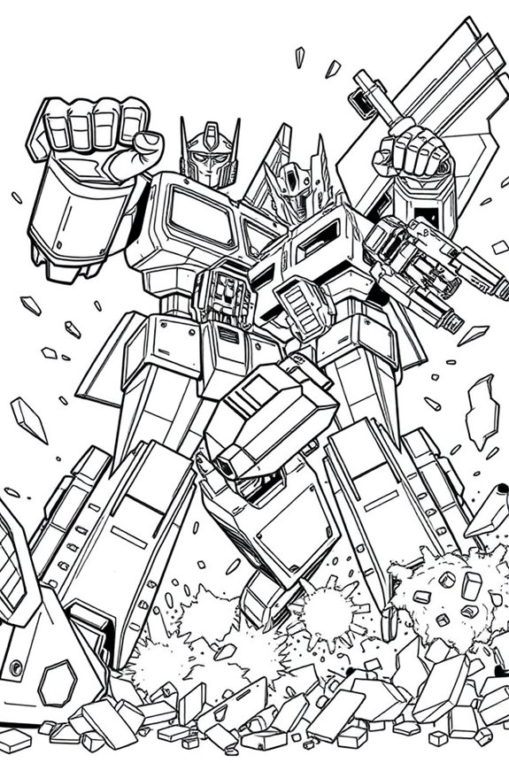 Transformers Actionszene Ausmalbild