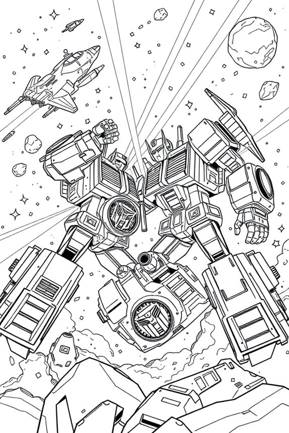 Transformers Weltraumschlacht Ausmalbild