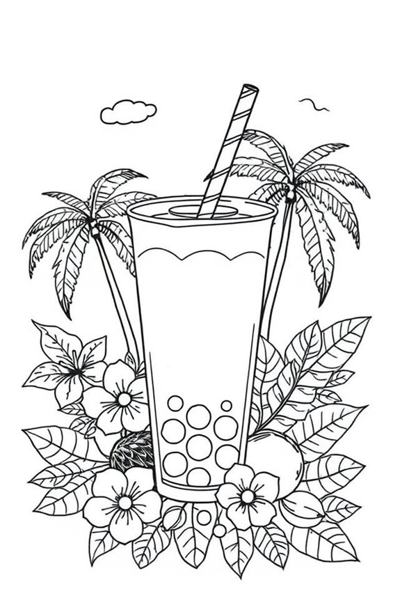 tropische Boba-Malvorlage