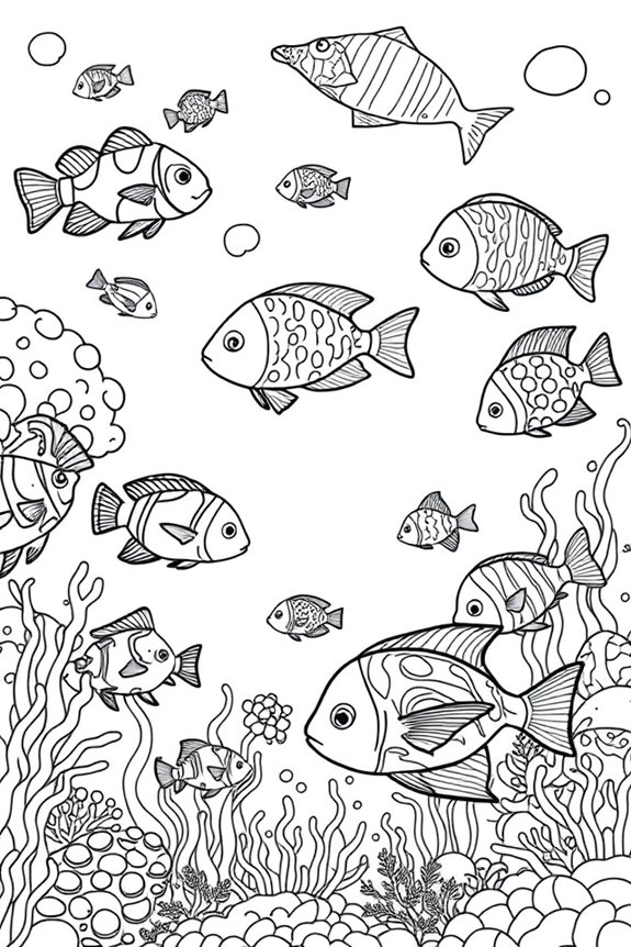 Ausmalbild tropischer Fisch