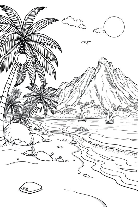 Tropische Insel Ausmalbild