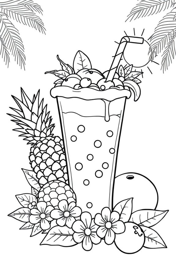 Tropischer Smoothie Ausmalbild