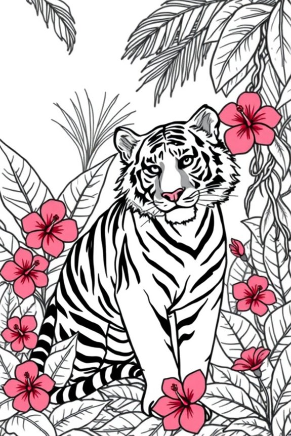 Tropischer Tiger Ausmalbild