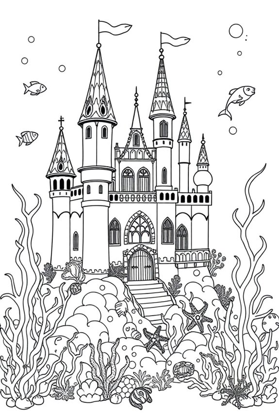 Unterwasser-Schloss Ausmalbild