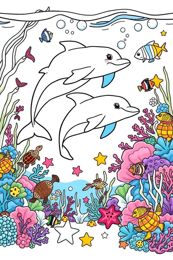 Unterwasser-Delfin-Ausmalbild