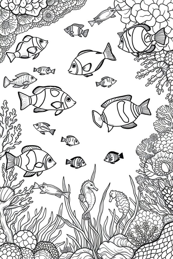 Unterwasserfisch Ausmalbild
