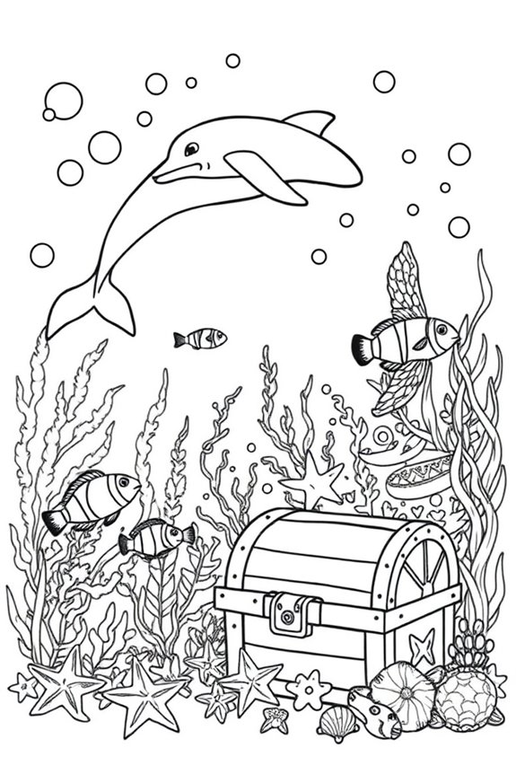 Unterwasser-Meeresleben Ausmalbild