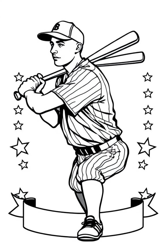 Ausmalbild mit Vintage-Baseballkarten