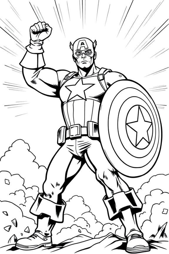 vintage Captain America Ausmalbild