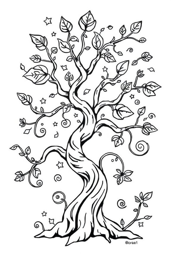 verspielte Baum-Malvorlage