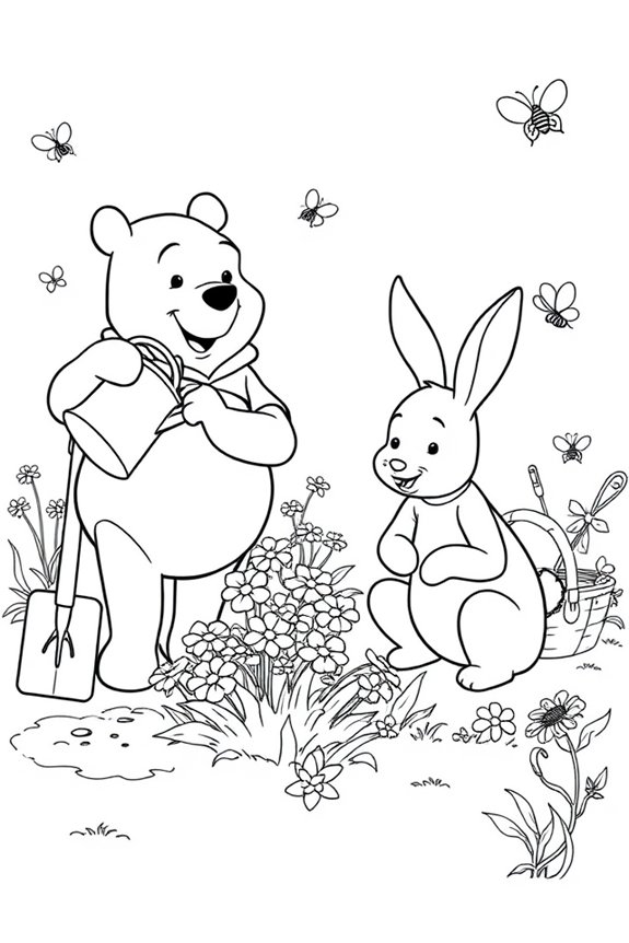 Winnie Puuh Gartenarbeit Malvorlage